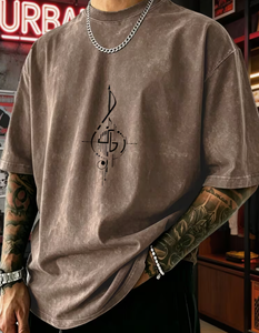 T-shirt Homme Oversize en Jersey Délavé 100% Coton Manches Courtes Col Rond Streetwear Vintage 320g - Product Image 6