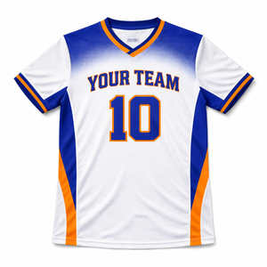 ผู้ผลิตเสื้อฟุตบอลแบบ OEM ตามสั่ง เนื้อผ้าโพลีเอสเตอร์ 100% แห้งเร็ว ระบายอากาศได้ดี ปักลายตามสั่ง ป้องกันรังสียูวี พิมพ์ลายสำหรับนักเตะ - Product Image 1