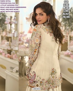 Conjunto de Vestido de Novia Noor Mahal de Seda, Sin Tejido, Largo hasta el Suelo, Bordado, Moderno, Cómodo y Transpirable, con Chaqueta - Product Image 2