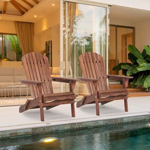 Set di 2 Sedie Adirondack in Legno per Esterni, Design Pieghevole per Patio, Giardino, Prato, Cortile e Bordo Piscina - Product Image 2