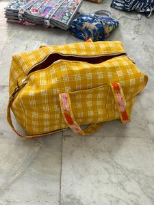 <b>Large</b> Luxury Cotton <b>Weekender</b> Travel Duffle <b>Bag</b> Custom Quilted Foldable Durable High Quality Sports Zipper <b>Women</b> Carryall Floral - Product Image 2