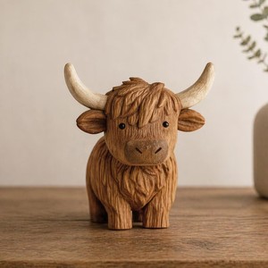 Escultura de Toro de Madera Hecha a Mano, Figura de Animal Tallada, Decoración Rústica para Mesa, Adorno para Sala de Estar - Product Image 5