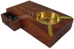 Wooden Handmade Wall-Mounted Eco-Friendly Ashtray Brass Inlay Cigarette Holder Customized Shape Handcrafted Rustic Smoking <b>Tray</b> - Product Image 5