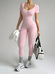Wholesale Custom Seamless Breathable Lightweight Women Sports <b>Jumpsuit</b> Compression Racerback One Piece Yoga Fitness Running - Product Image 4