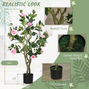 Set di 2 Fiori di Camelia Realistici in Vaso, 99 cm, Rosa, Piante Artificiali Decorative per l'Autunno, Arredamento Interno - Product Image 4