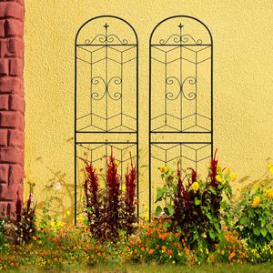 Set di 4 Tralicci da Giardino in Metallo Nero Antiruggine 220 cm x 50 cm, Supporto per Fiori da Esterno per Piante Rampicanti, Traliccio Ornamentale da Giardino - Product Image 5