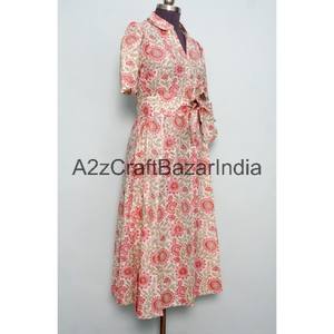 Vestido Kangura de Nuevo Diseño para Mujer, Manga Corta, Cuello en V, 100% Algodón, Estampado Floral, Vestido Étnico y Transpirable, Ropa de Verano Cómoda - Product Image 5