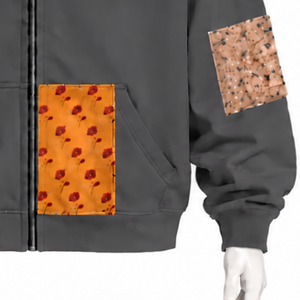 Charcoal <b>Tapestry</b> Patchwork Zip Up Hoodie Oversized Printed Patch Full Zipper Hooded Sweatshirt Casual Streetwear Jacket Men - Product Image 6