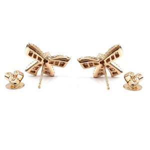 100% Naturel Diamant Baguette Stud Papillon Mignon Boucles D'oreilles pour les Femmes 18K Or Rose Fine Jewelry par Engage pour Mariage ou Cadeau - Product Image 3