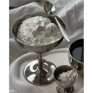 ถ้วยไอศกรีมสแตนเลส ถ้วยขนมหวานทรงสูงแบบมีขา ถ้วยซันเดย์ ถ้วยขนมหวานสีเงินวินเทจ สำหรับโรงแรม ร้านอาหาร งานเลี้ยง - Product Image 1