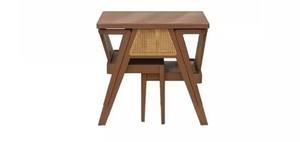 Chaise et Table de Salle à Manger Modernes en Bois et Rotin Tressé pour Intérieur et Extérieur, Idéales pour Cuisine, Jardin, Terrasse, Café, Restaurant – Offre Spéciale - Product Image 5