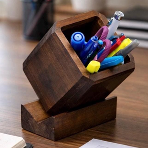 Portalápices de Madera Personalizado con Grabado del Contorno de la Familia, Regalo Personalizado para Papá, Organizador de Escritorio para el Día del Padre - Product Image 3