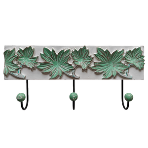 Smart Art Wood Carving Elegant Decorative Wood <b>Wall</b> <b>Hook</b> Modern Hand Carve <b>Wall</b> Mounted <b>Key</b> Hanger in White Wash Engineered Wood - Product Image 1