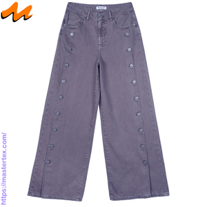 Womens Denim Wide Leg High Waist Print Loose Fit all Season Breathable 100% Cotton Crafted @ 8.55 OZ - Product Image 2