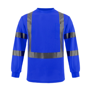 T-shirts de sécurité professionnels de qualité supérieure, respirants, avec bande réfléchissante, haute visibilité, manches longues, pour la construction, vente en gros - Product Image 4