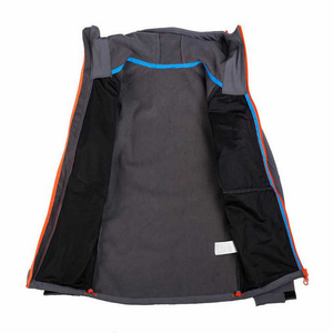 Veste softshell homme de haute qualité, personnalisable, manches longues, col à capuche, fermeture éclair, coupe-vent, imperméable - Product Image 3