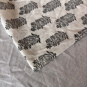 Classic Eco-Friendly Lightweight Hand Block Printed Cotton Fabric Small <b>Black</b> Floral Motif Natural Base 90 GSM for Bags Home - Product Image 4