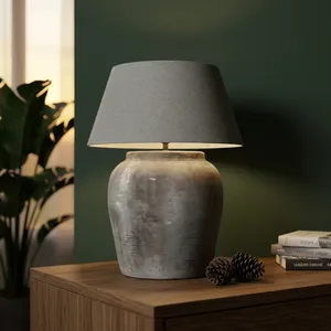 Lámpara de Mesa de Cerámica Terracota China, Decoración Rústica para el Hogar, Estilo Granja, Iluminación Ambiental Cálida para Diwali - Product Image 4