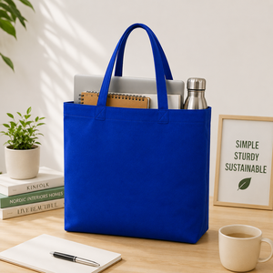 AMANI Blue Cotton <b>Canvas</b> Tote Bag Custom Logo Large Shoulder <b>Shopper</b> Bag Reusable Carryall for Retail Promotion All Seasons Gift - Product Image 5
