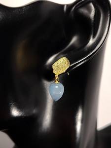 Boucles d'oreilles en aquamarine naturelle, argent sterling 925, plaqué or 18 carats, non traitées, faites à la main, bijoux de luxe, cadeau d'anniversaire de mariage - Product Image 5