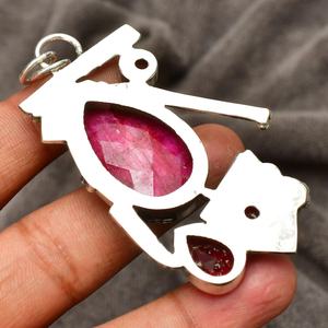 Élégant pendentif vintage en rubis du Cachemire à facettes, serti clos, en argent sterling 925, bijou artisanal en pierres précieuses pour fiançailles - Product Image 4