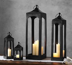 Stylish Black Metal Lantern <b>Candle</b> <b>Holder</b> Suitable For Bedroom Dining Table Fireplace Mantel And Decorative Lighting Display - Product Image 1