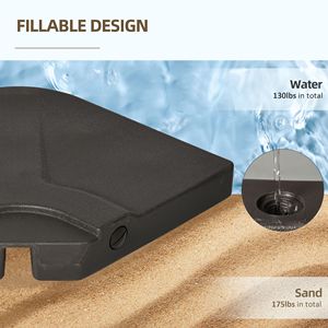 Base per Ombrellone a Braccio Quadrato da 175 libbre (4 pz) Riempibile con Acqua/Sabbia per Ombrelloni da Giardino Marrone - Product Image 5