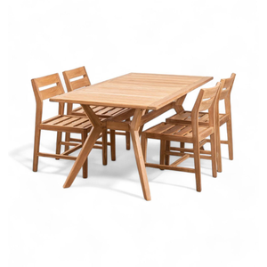 Conjunto de Muebles de Patio de Teca con Cuatro Sillas Cómodas y Estilo Moderno para Decoración del Hogar - Product Image 2