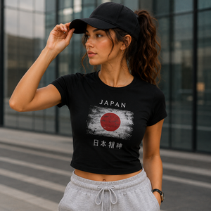 Custom Country Flag Baby Tee Women <b>Y2K</b> Crop <b>Top</b> Polyester Spandex Knit Anti Pilling T-Shirt - Product Image 1