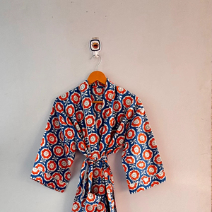 Robe kimono en coton imprimé pour femme, longue tenue de plage, col en V, manches longues, séchage rapide, imprimé magnifique, kimono toutes saisons - Product Image 1