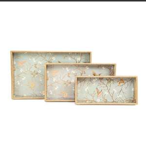 Plateau de service en acier émaillé, plateau à thé rétro en émail, plateau de présentation décoratif en émail, plateau ovale en émail - Product Image 5