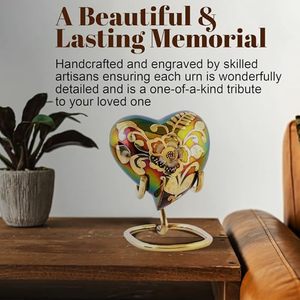 Heritage Brass Heart Keepsake Funeral Cremation Urn Memorial Ash <b>Container</b> Featuring Stylish Secure Closure Design - Product Image 6