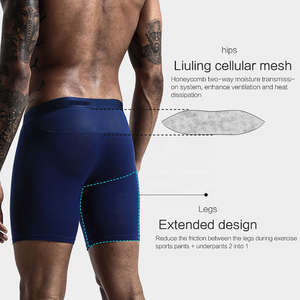 Men Blue Mid-Rise <b>Boxer</b> Briefs Knitted Spandex <b>Polyester</b> Quick Dry Solid Color Underwear Anti-Bacterial Breathable Eco-Friendly - Product Image 6