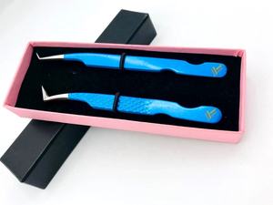 Pince à épiler en acier inoxydable enduite de poudre d'or violet néon personnalisée durable pour cils pointus - Product Image 2