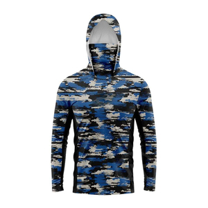 Custom High Quality Men's Camouflage Long Sleeve Hooded Fishing Shirt UPF 50 Anti-Uv Quick Dry Pullover - Product Image 5