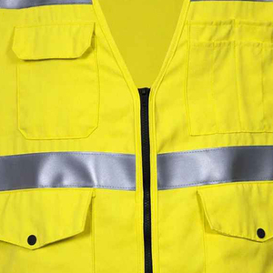 Chaleco Reflectante de Alta Visibilidad con Cierre, Ropa de Trabajo de Seguridad con Múltiples Bolsillos para Uso Industrial, Personalizable OEM - Product Image 3