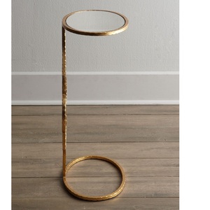 Mesa de Cóctel de Aluminio de Alta Calidad, Mueble Premium con Detalles Metálicos, Mesa Auxiliar para Hogar, Hotel, Vino y Bebidas, Latón - Product Image 3