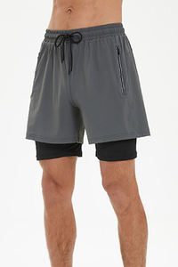Men's Solid Color Quick Dry 180g Heat-Transfer Printed Polyester Sport <b>Shorts</b> Mid Waist Drawstring Closure Knitted Fabric Side - Product Image 2