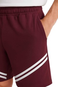 Pantalones Cortos Deportivos de Poliéster para Hombre, Color Granate, con Logotipo Personalizado, Doble Raya Diagonal Blanca, Cierre con Cordón en la Cintura, para Entrenamiento Deportivo de Verano - Product Image 6