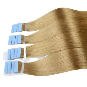 Hot trend 100% blonde curly/ straight/ wavy tape in hair human hair extensions Wholesale virgin hair vendors