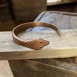 <b>Copper</b> Alloy Snake Cuff <b>Bracelet</b> Antique <b>Copper</b> Plated Vintage Unisex Jewelry 8mm Animal Pattern Design custom jewelry - Product Image 1
