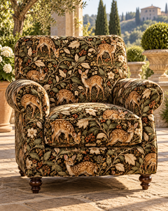 Tela de Tapicería con Estampado Floral de Ciervos, Tela Verde Marrón para Muebles y Decoración del Hogar - Product Image 3