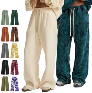 Autumn Winter 350GSM <b>Spray</b> Dyed Embroidered Sweatpants Anti Pilling Washed Casual Mid Long Joggers Unisex OEM ODM - Product Image 1