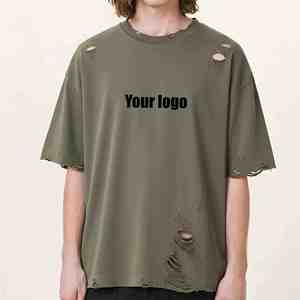 Camiseta Casual de Verano para Hombre, 100% Algodón, Transpirable, Antiarrugas, OEM/ODM, Estilo Hip Hop Único, Corte Holgado - Product Image 1