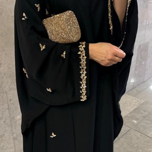 Elegant <b>Emerald</b> Green Embroidered Abaya for Women | Premium Modest Islamic <b>Dress</b> with Luxury Detailing and Flowing Silhouette - Product Image 5