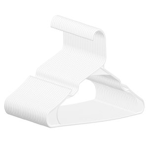 Appendiabiti in plastica bianca ultra sottile da 0,5 cm, confezione da 50, struttura superiore triangolare stabile, design con intaglio più ampio, antiscivolo per pantaloni, tipo PET - Product Image 3