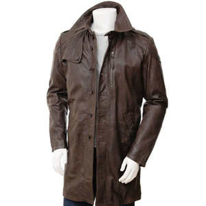 OEM Wholesale Genuine Leather Canvas Front Custom Men High Quality Stylish Comfortable Outdoor Waterproof Winter <b>Jacket</b> Full - Product Image 1