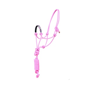 Pink Nylon Braided Rope Horse <b>Halter</b> with Beaded Noseband & Lead Rope Adjustable Durable Training <b>Halter</b> OEM Bulk - Product Image 5