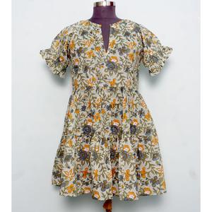 Vestido midi de algodón hecho a mano con estampado floral de verano, estilo bohemio, vestido de algodón cómodo con estampado para mujer - Product Image 1