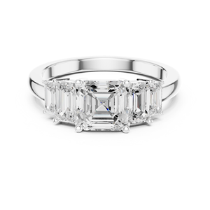 แหวนทองคำขาว 14K แท้ ราคาส่งจากโรงงาน ประดับเพชรทรง Asscher และทรง Emerald Cut เพาะเลี้ยงในห้องปฏิบัติการ สำหรับผู้หญิง - Product Image 1